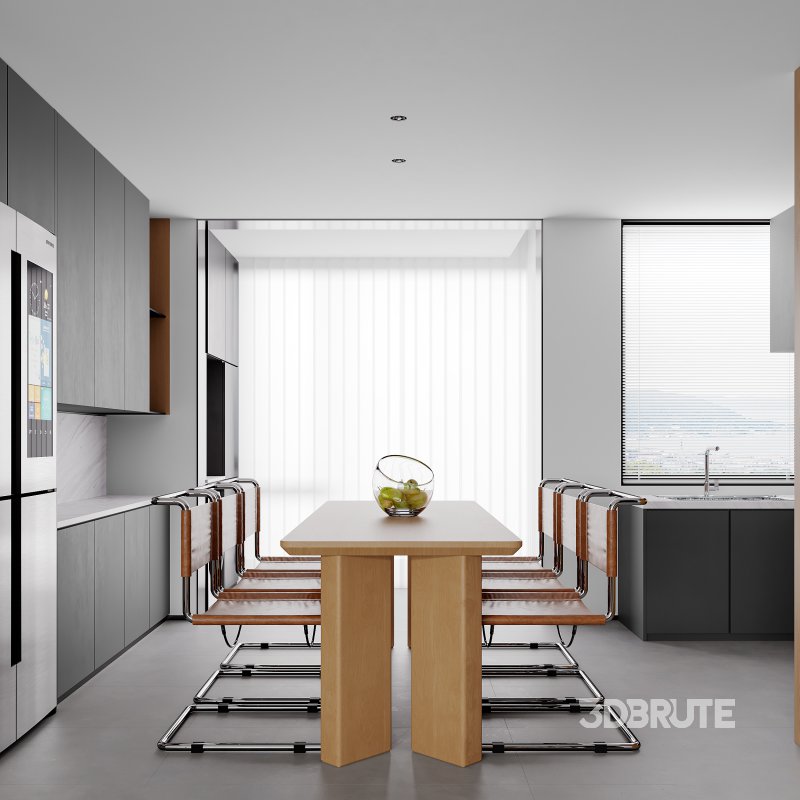 Modern living room and dining room interior scene Image 2