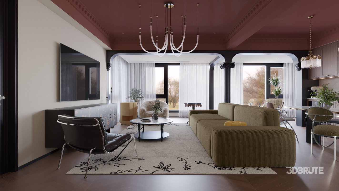 Eclectic living and dining room interior Image 1