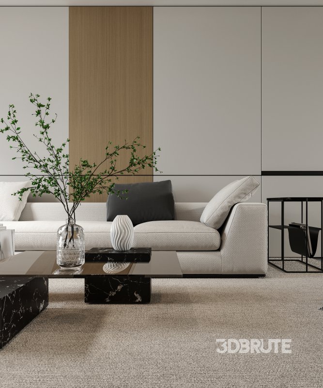 Modern living room and dining room interior scene Image 7