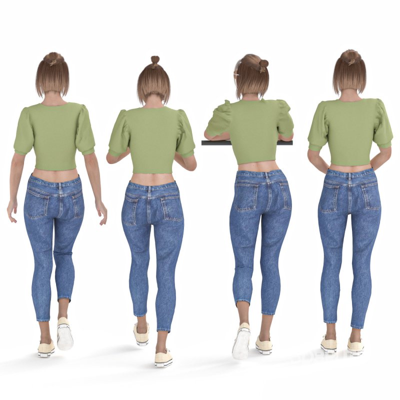Casual Woman with Blue Jeans 04 Poses Image 2