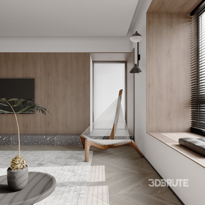 Modern living room and dining room interior scene Image 4