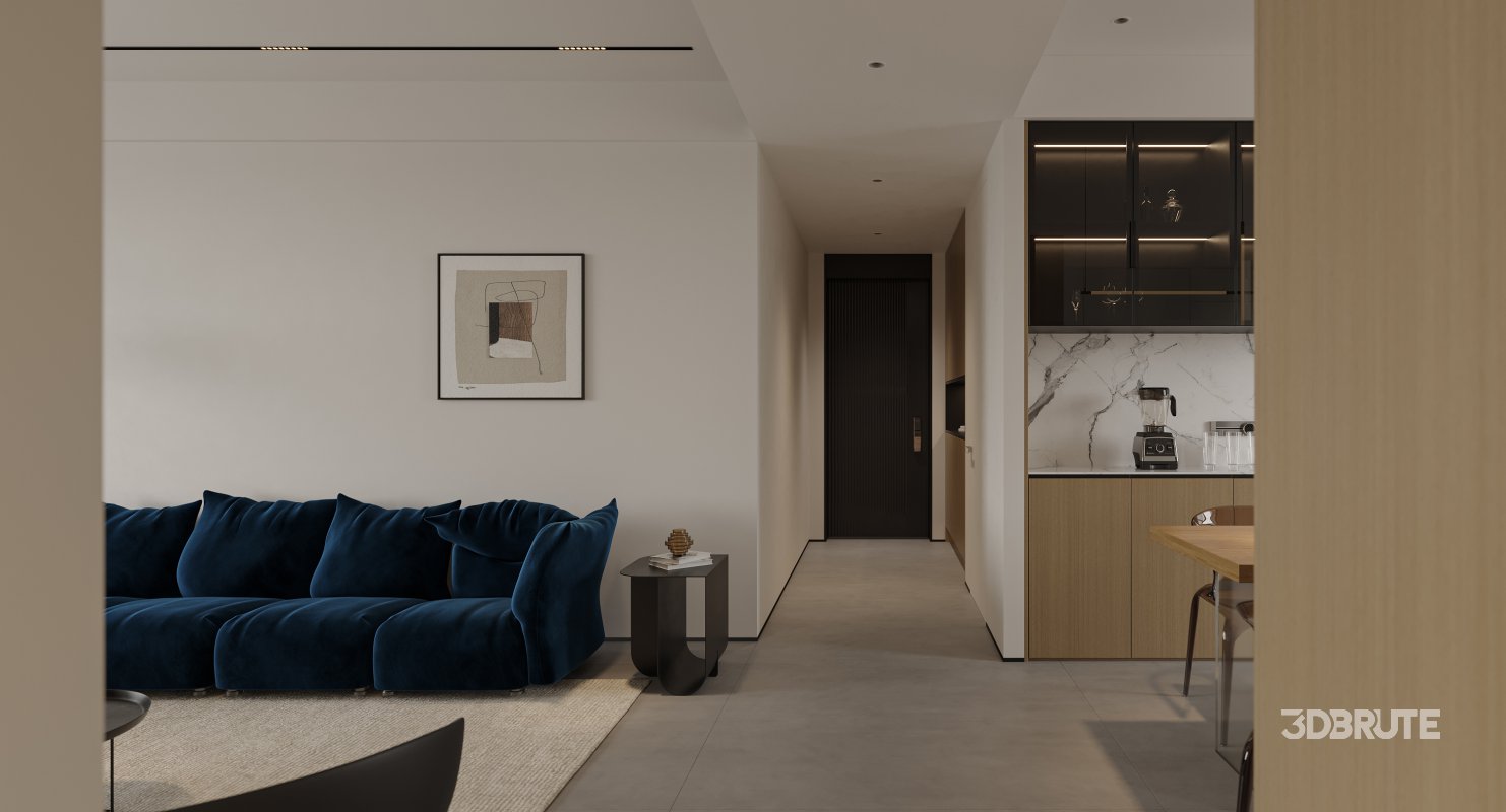 Modern living room and dining room interior scene Image 6