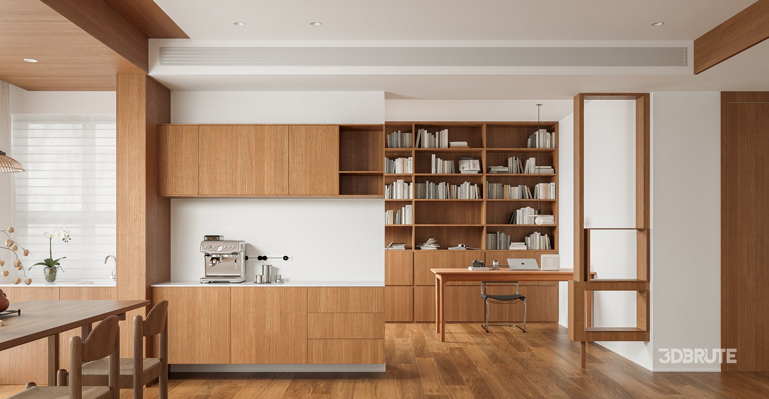 Modern living room and dining room interior scene Image 5