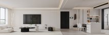 Modern living room and dining room kitchen interior scene - Thumbnail 5