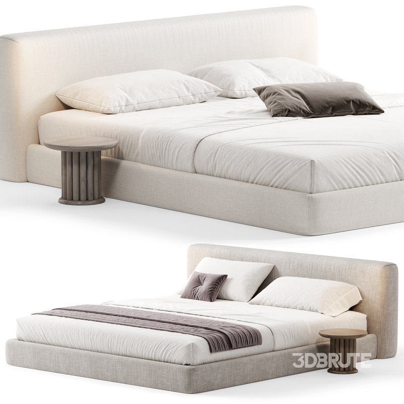 Amabilis Gray Cotton Linen Headboard Bed By Casaspace Image 1