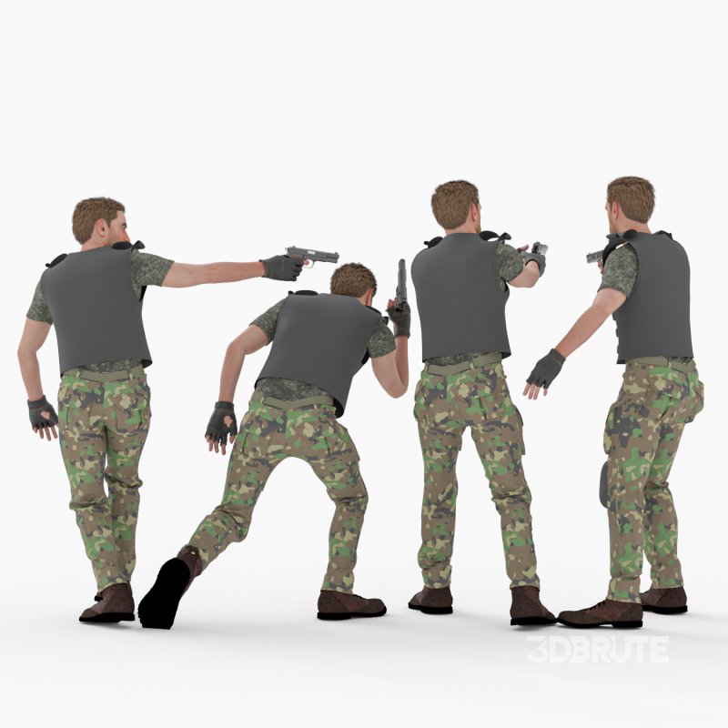 The Army Soldier Man 04 Poses Image 2
