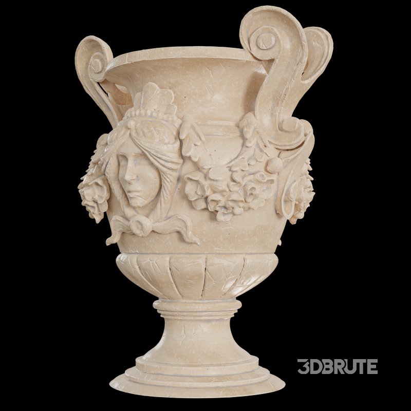 Decorative Stone Urn with Classical Motifs Image 1