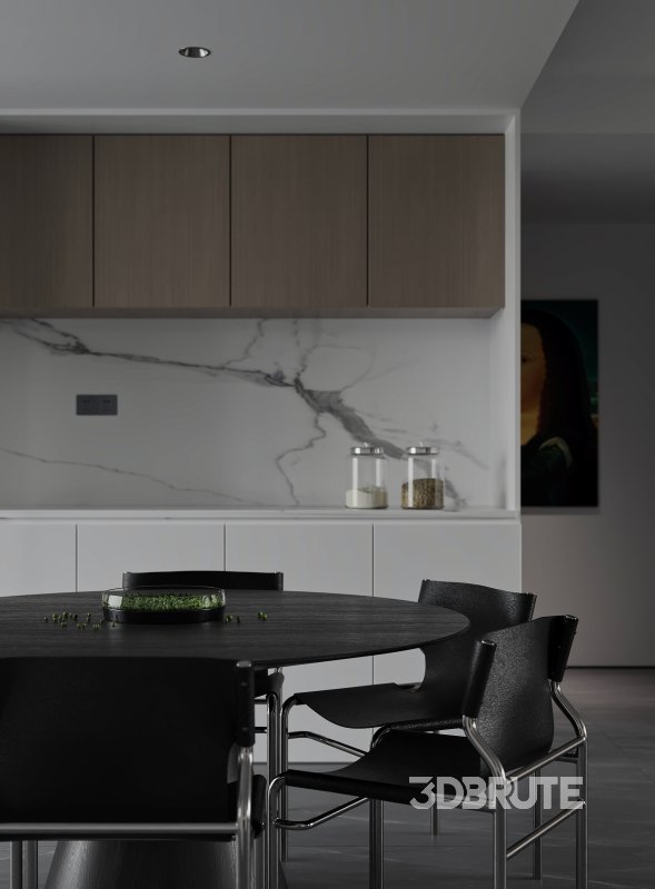 Modern living room and dining room interior scene Image 4