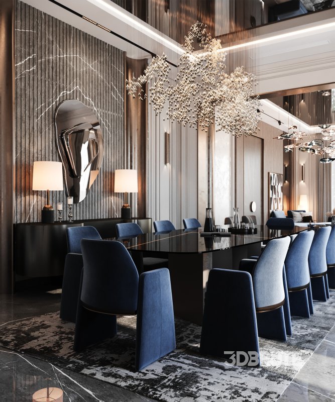 luxury salon and dining neoclassic Image 13