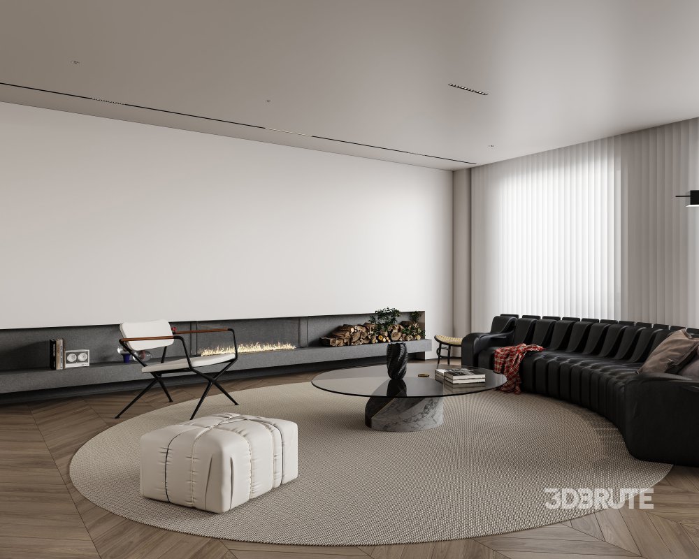 Modern living room and dining room interior scene Image 9