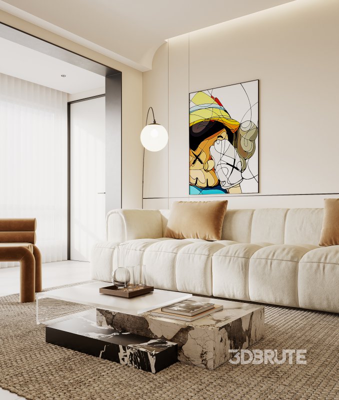 Modern living room and dining room interior scene Image 5