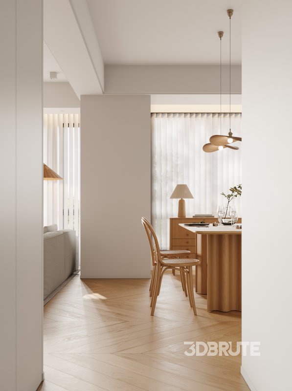 Modern living room and dining room interior scene Image 5