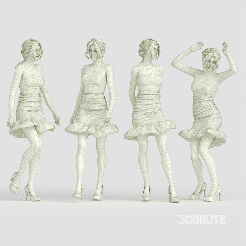 Woman in Party Dress 04 Poses Image 5