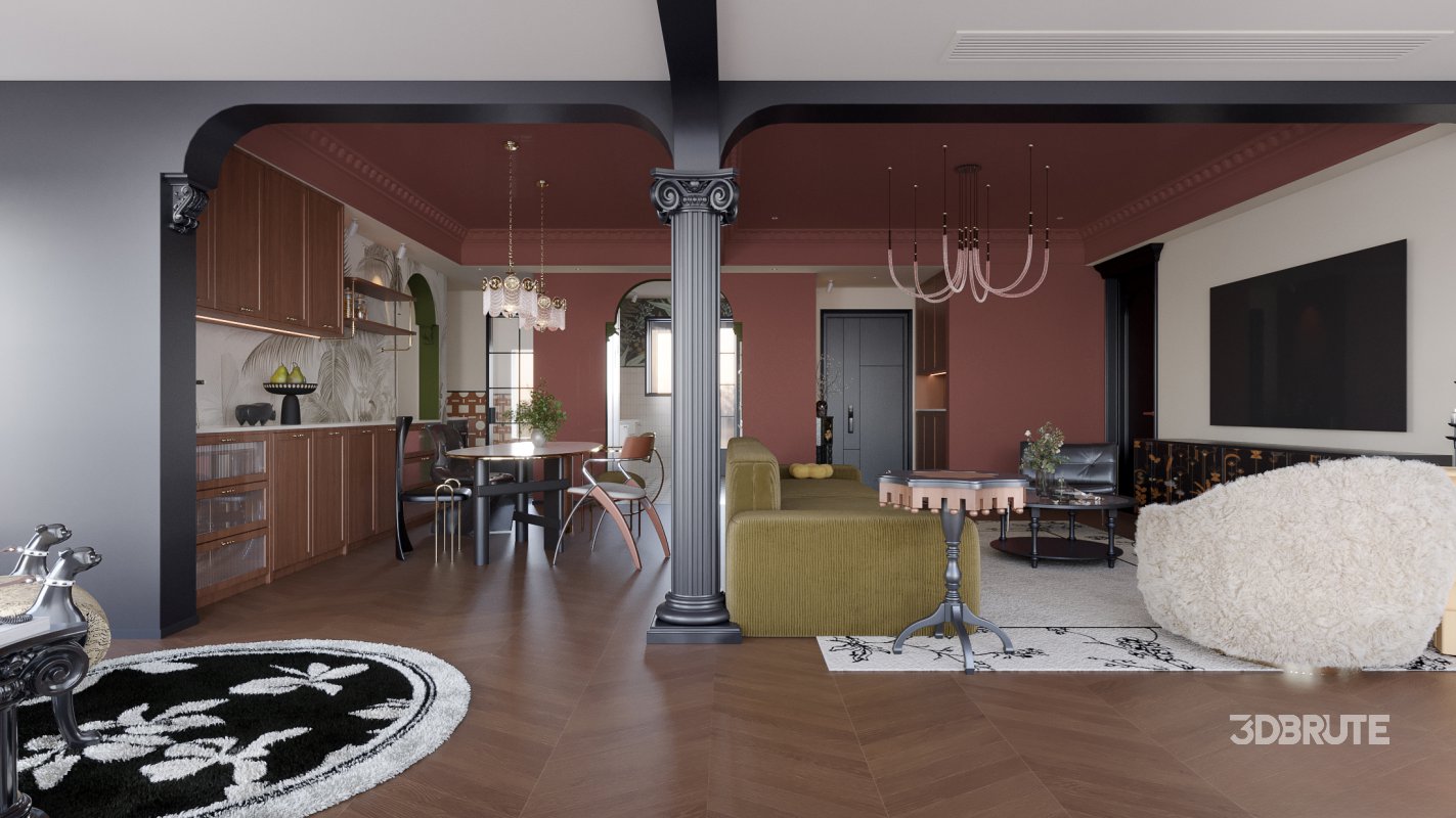 Eclectic living and dining room interior Image 2