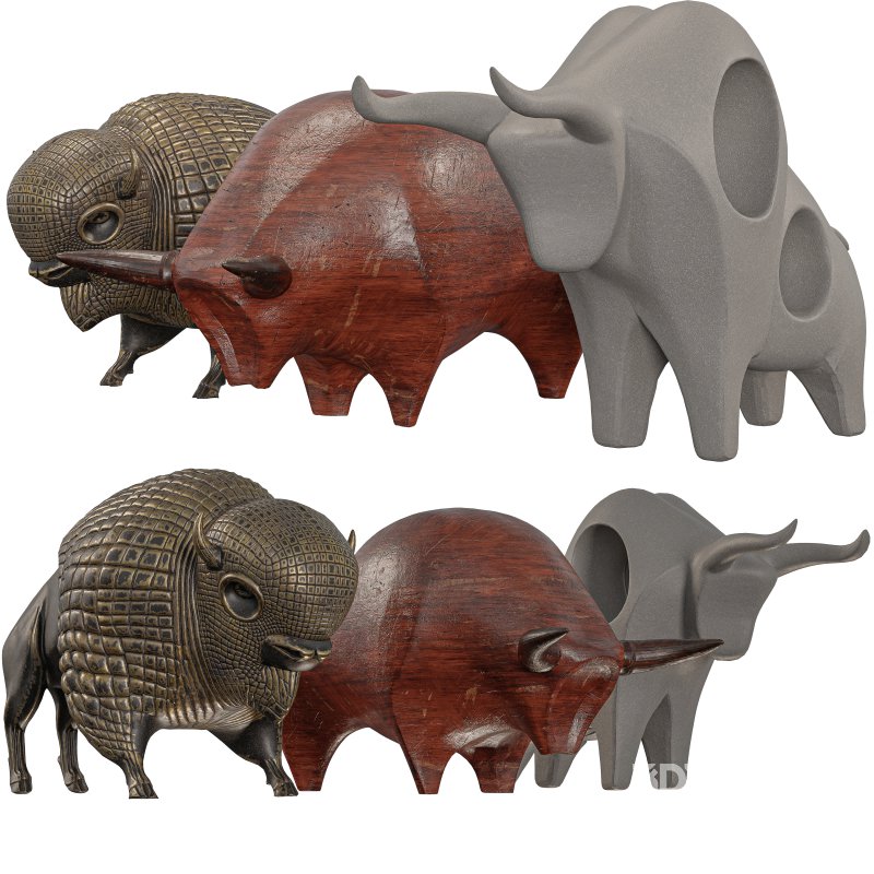 Three Stylized Cow Set Decorative Statue Image 1