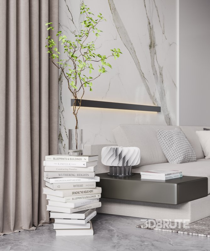 Modern living room and dining room interior scene Image 2