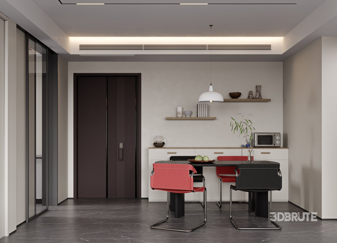 Modern living room and dining room interior scene Image 4