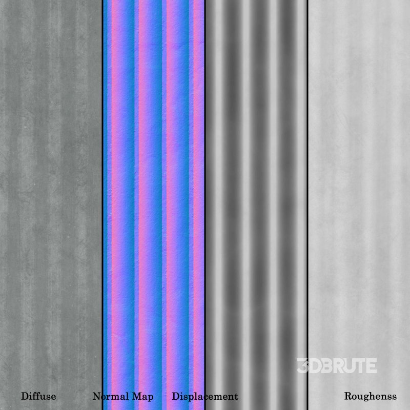 Fluted Concrete 01 (Seamless) Image 6