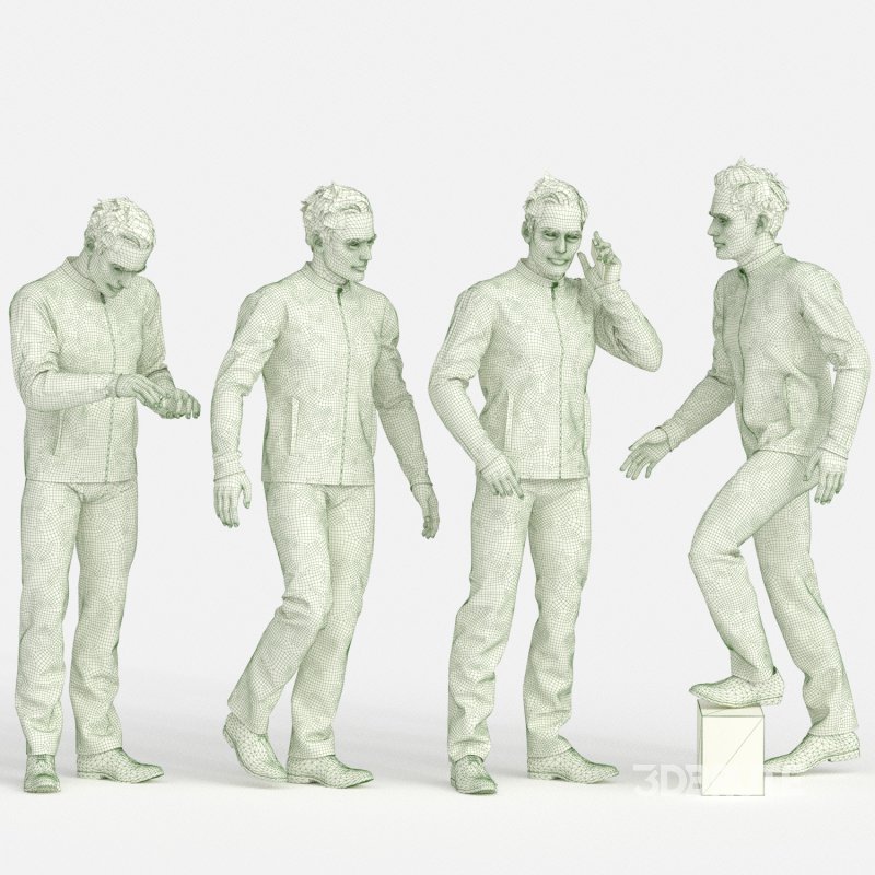 Casual Man With Leather Coat and Jeans 04 Poses Image 1