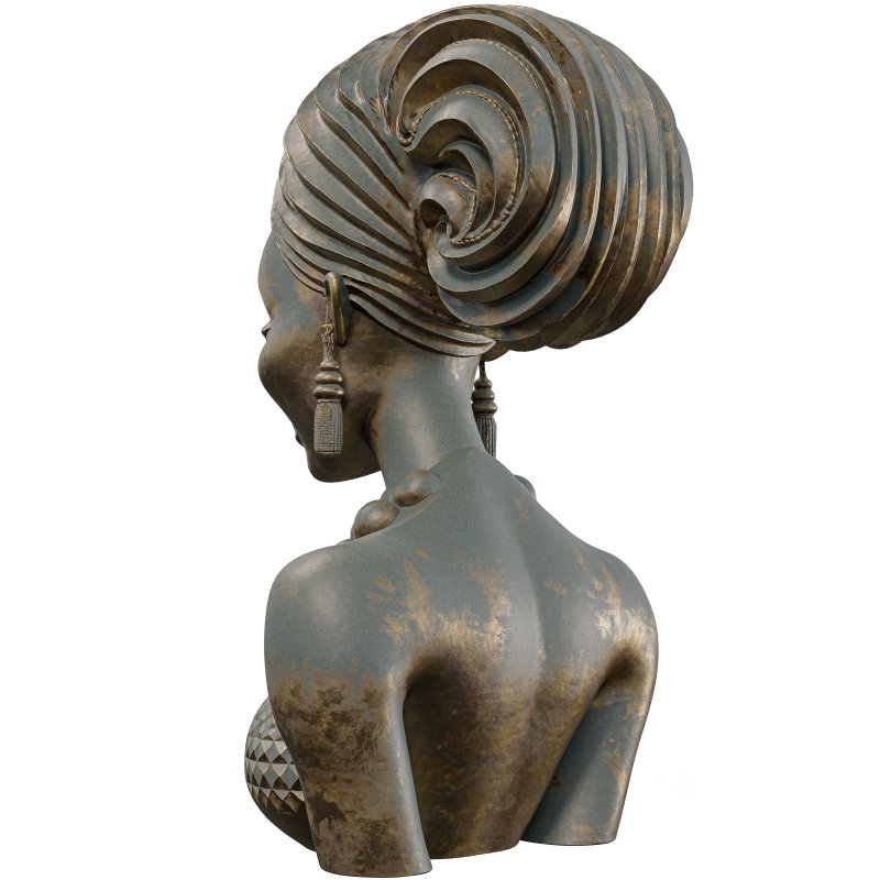 Polished Wood Bust 3D Model Stylized Female Figure Image 4