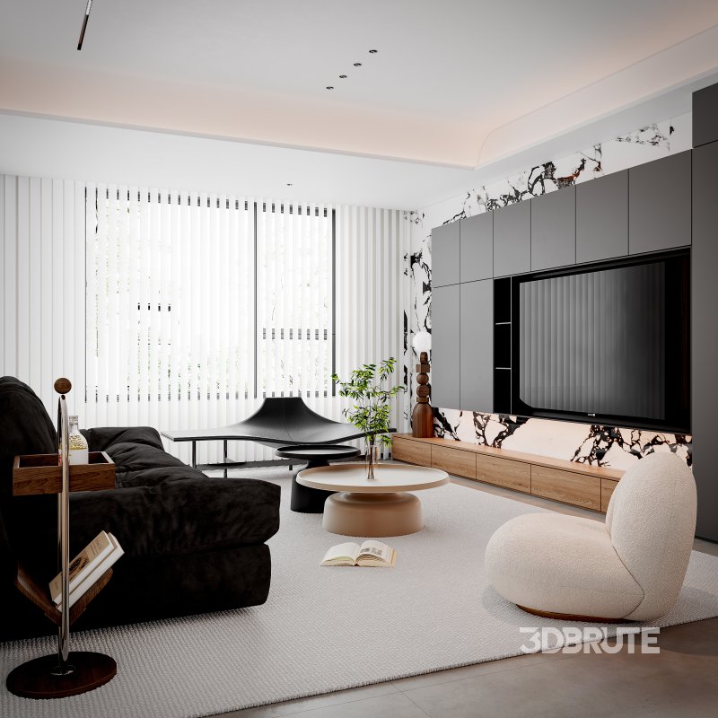 Modern living room and dining room interior scene Image 7