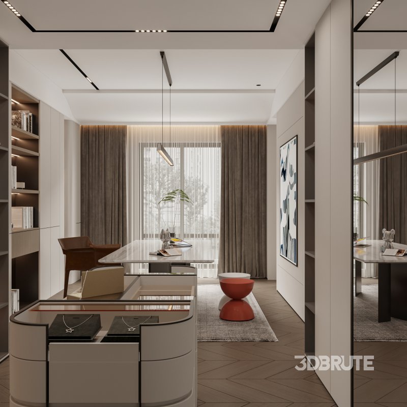 modern bedroom office room dressing room bathroom Image 4