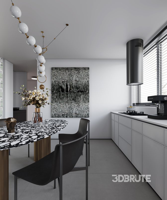 Modern living room and dining room interior scene Image 10