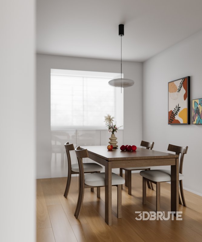 Modern living room and dining room interior scene Image 4