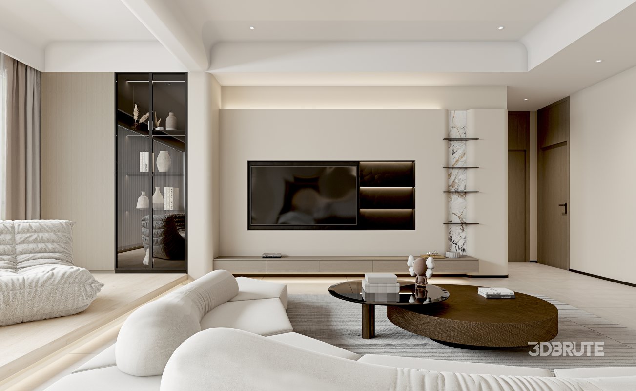 Modern living room and dining room interior scene Image 4