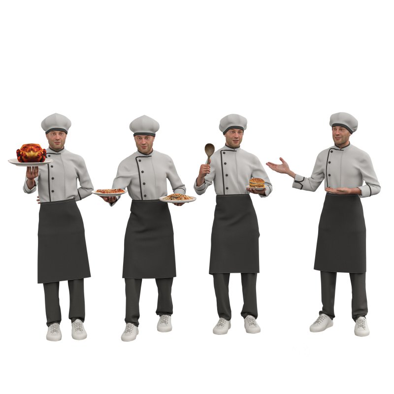 male chef in 4 poses Image 2