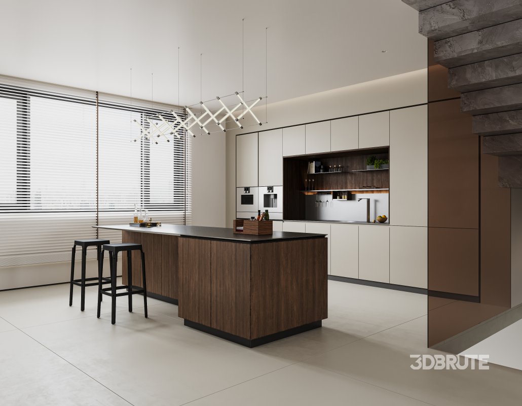 Modern living room and dining room interior scene Image 3