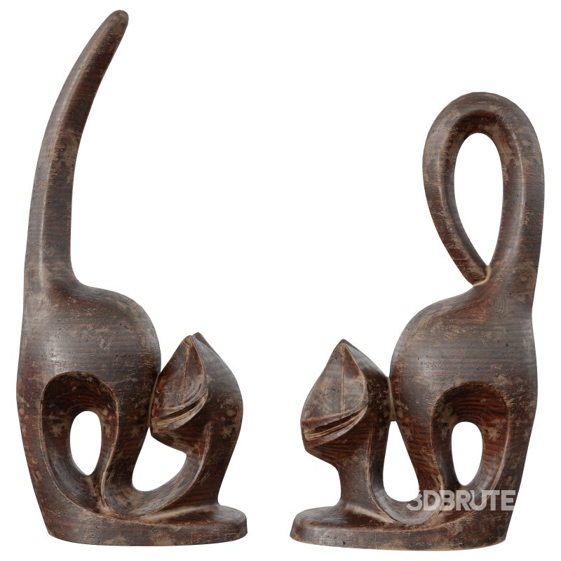 Wooden cats Statue Image 3
