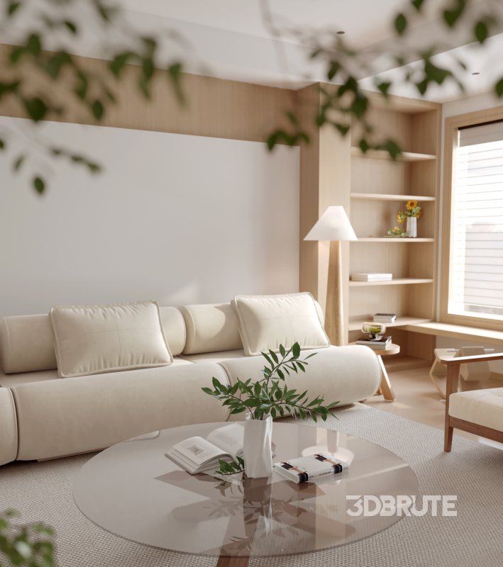 Modern living room and dining room interior scene Image 5