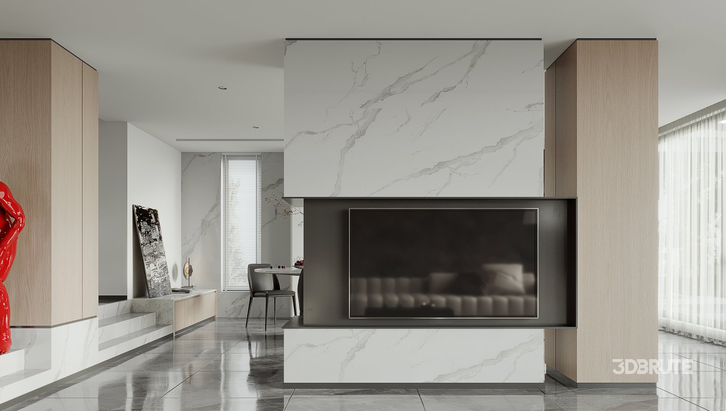 Modern living room and dining room interior scene Image 3