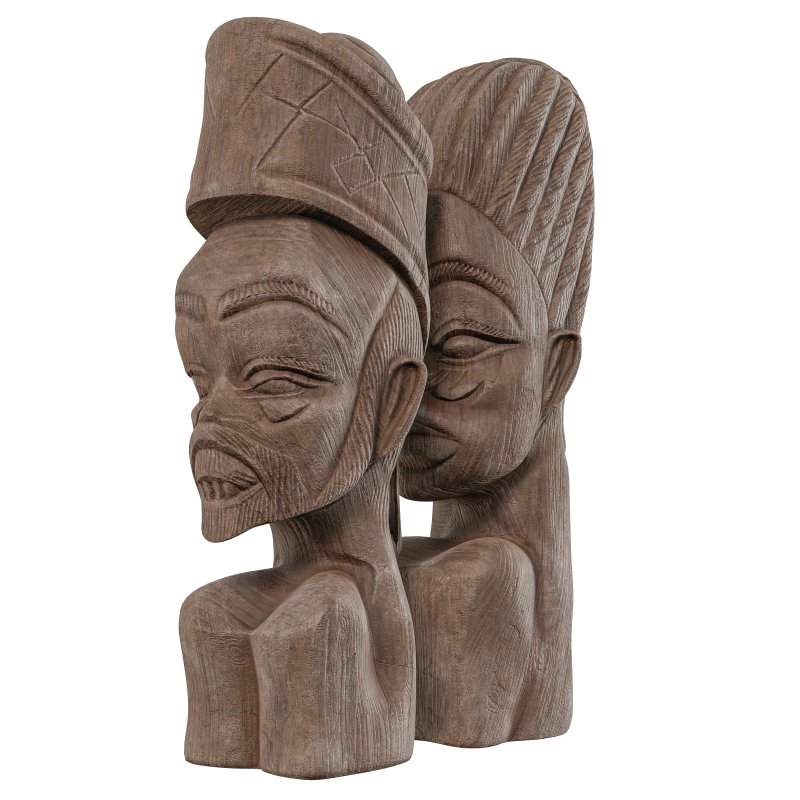Wooden African Couple Statue 02 Image 2