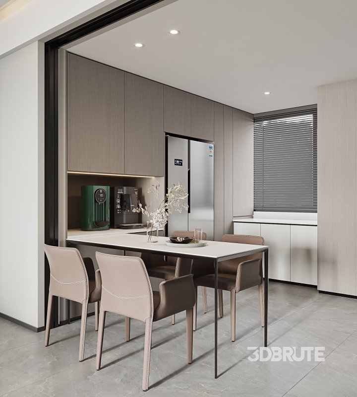 Modern living room and dining room interior scene Image 13