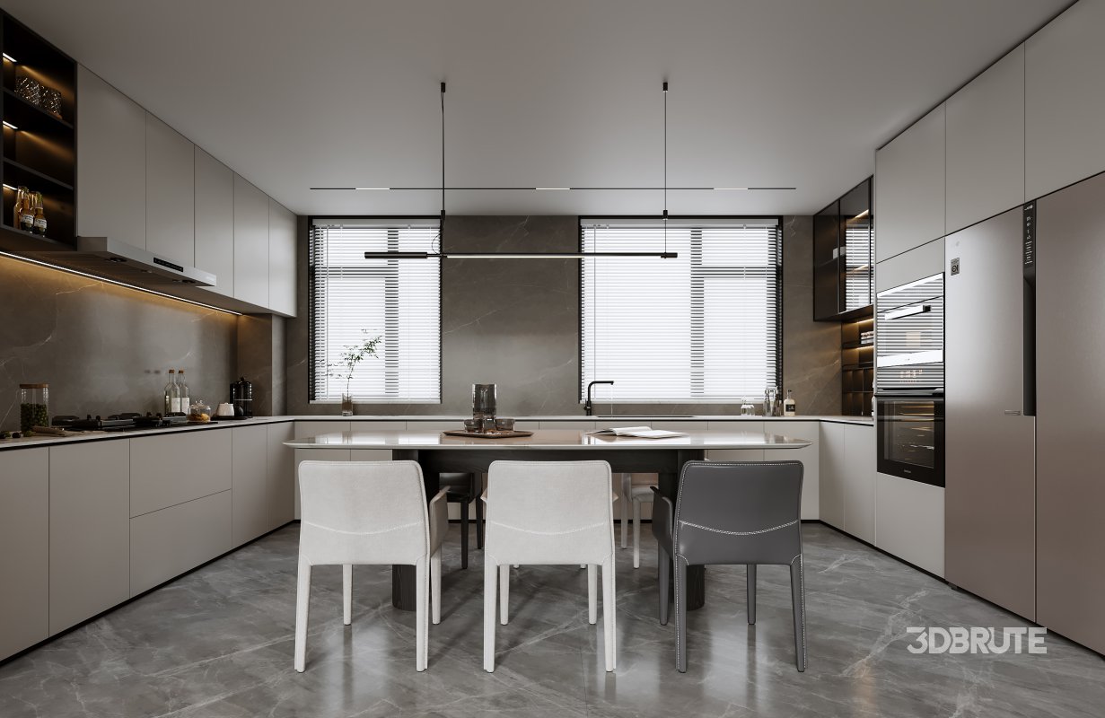 Modern living room and dining room interior scene Image 2