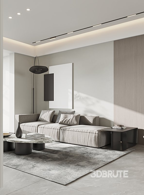 Modern living room and dining room interior scene Image 8