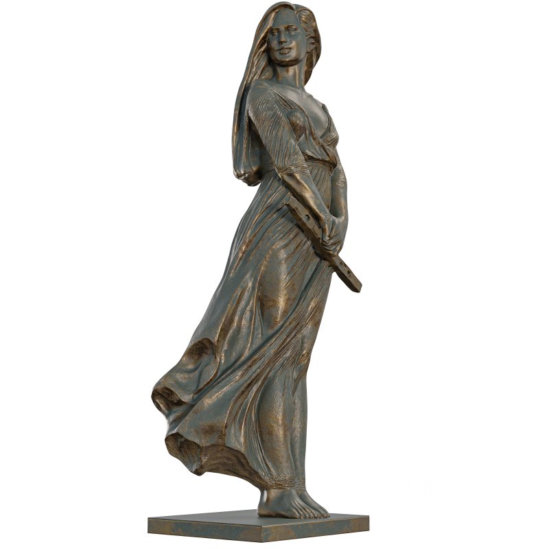 Antique Elegant Woman Sculpture with Flute Image 2