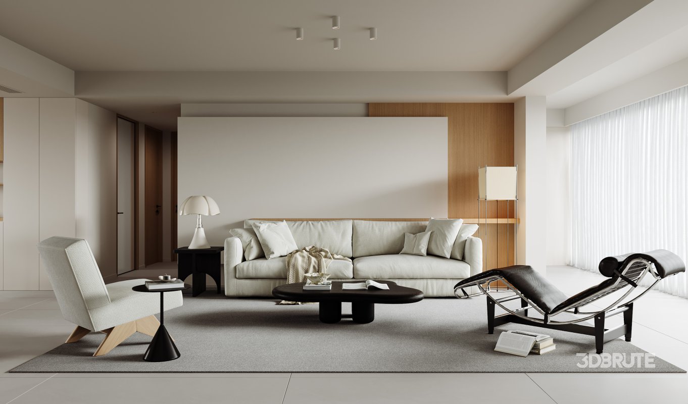 Modern living room and dining room interior scene Image 5