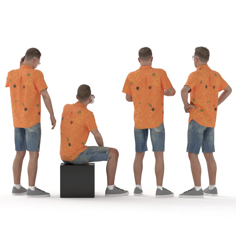 Man with Hawaiian shirt 04 poses Image 5