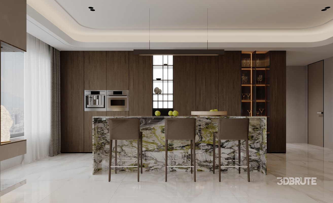 Modern living room and dining room interior scene Image 7