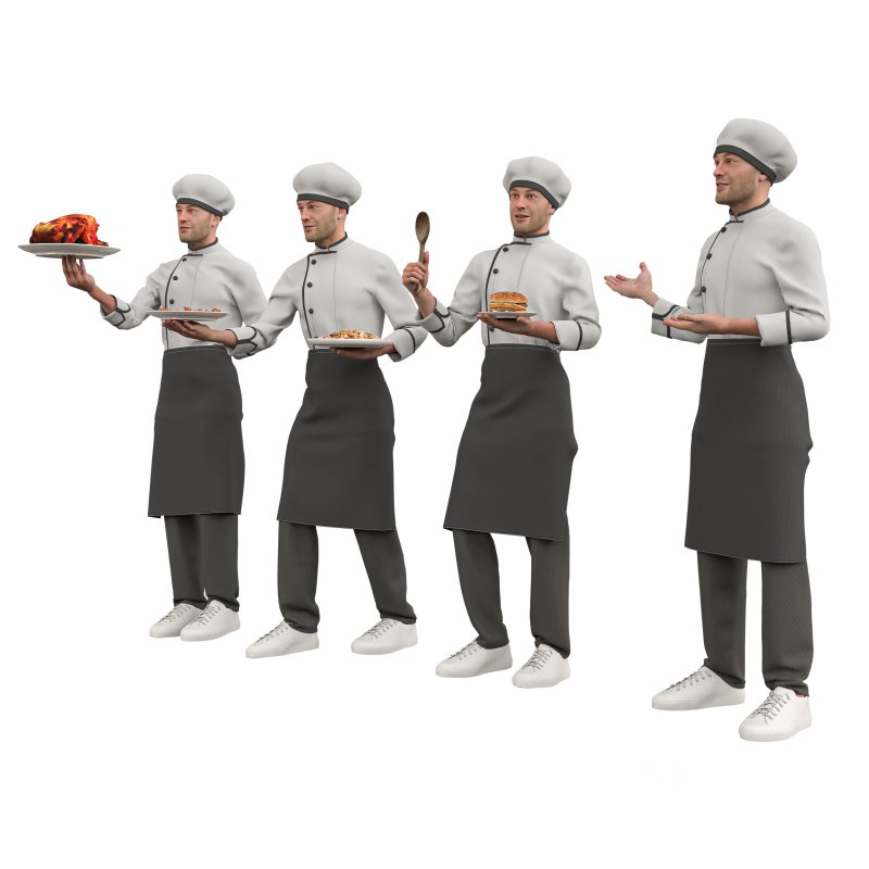 male chef in 4 poses Image 1