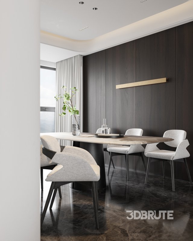 Modern living room and dining room interior scene Image 3