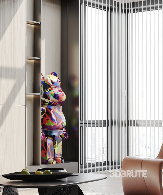 Modern living room and dining room interior scene Image 2