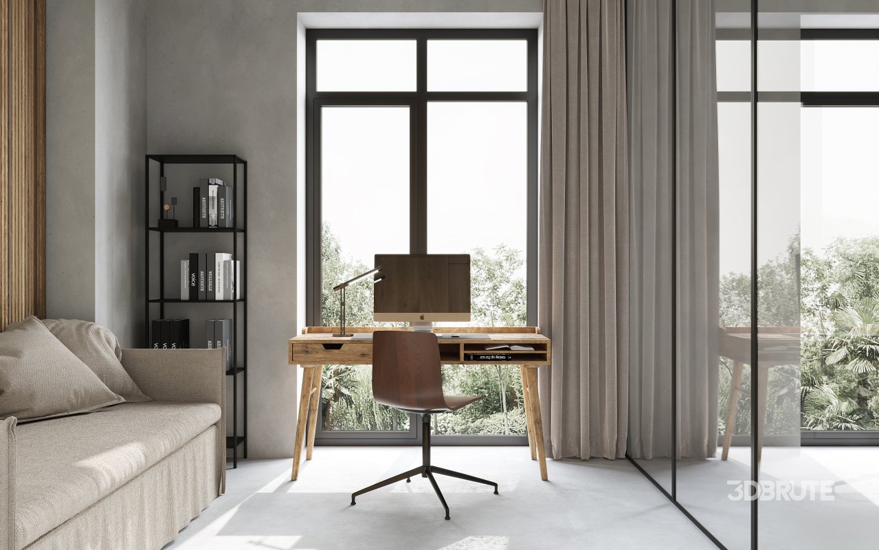 Modern living room and dining room interior scene Image 4