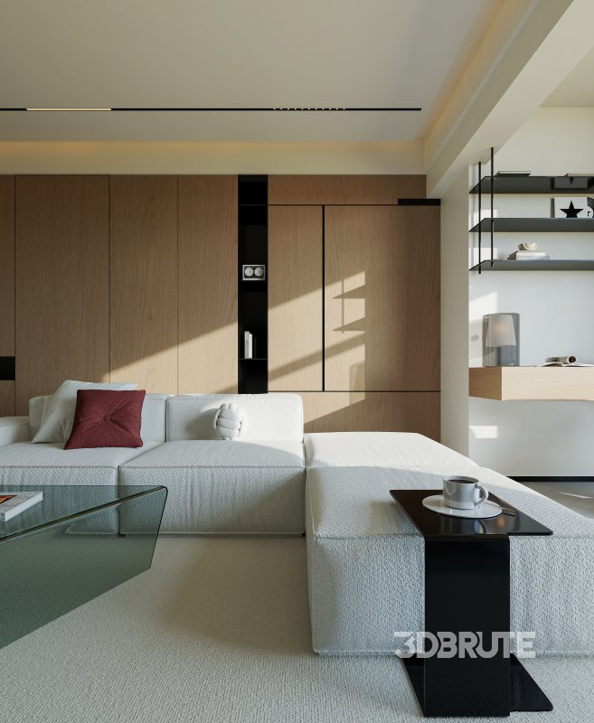 Modern living room and dining room interior scene Image 5