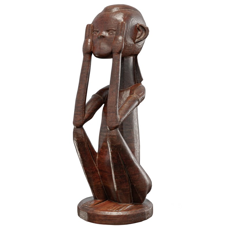 Traditional African Seated Figure Sculpture Image 3