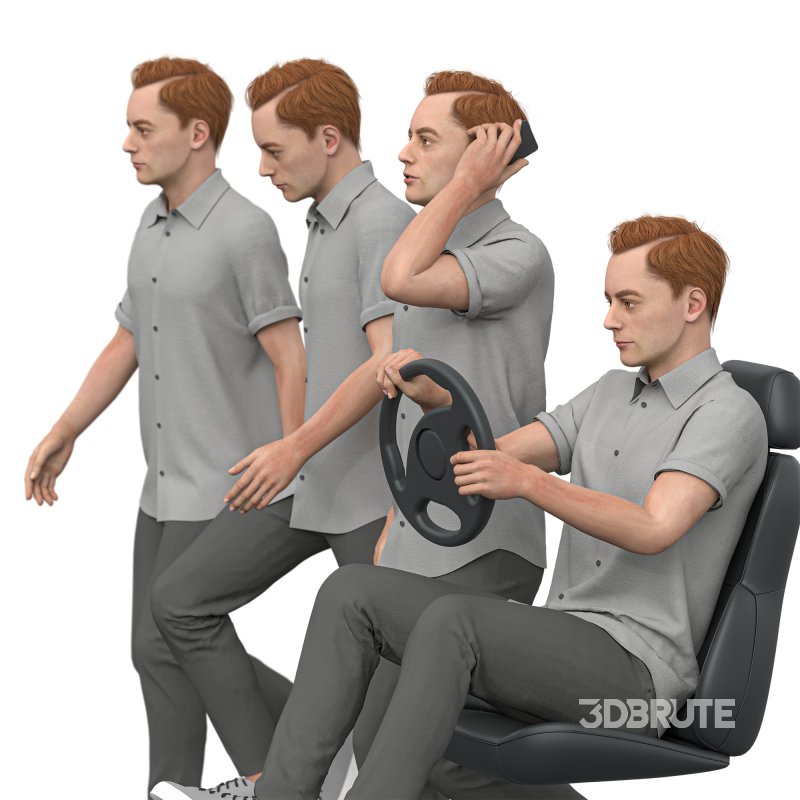 Casual Man in 04 Poses Image 4