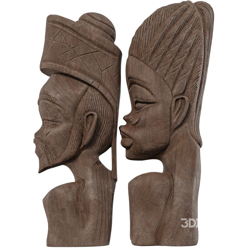 Wooden African Couple Statue 02 Image 4